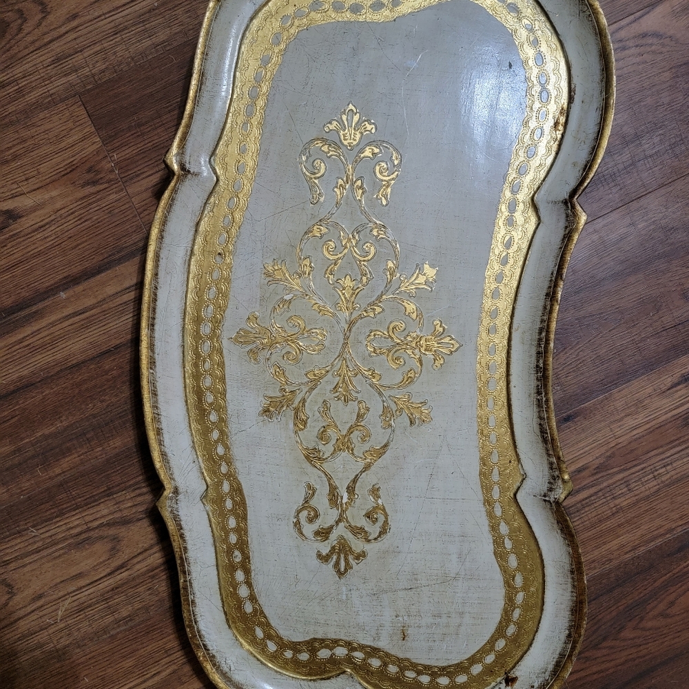 Extra vintage Fomerz gold and white florentined 30 inches long by 15 inches wide